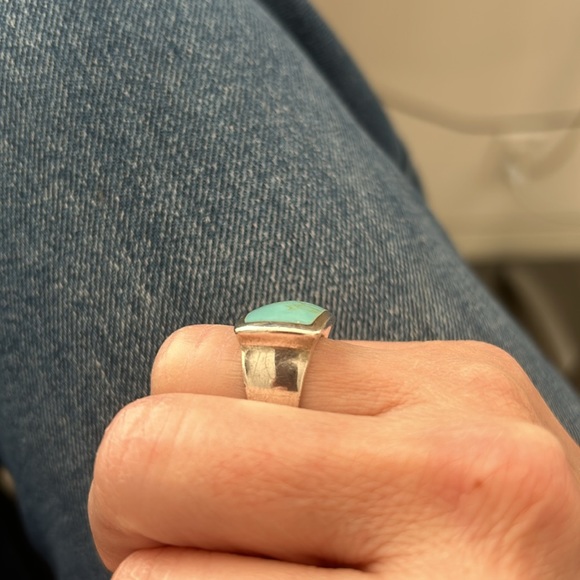 Sterling Silver And Faux Turquoise Ring Size 5 GUC - Picture 2 of 8